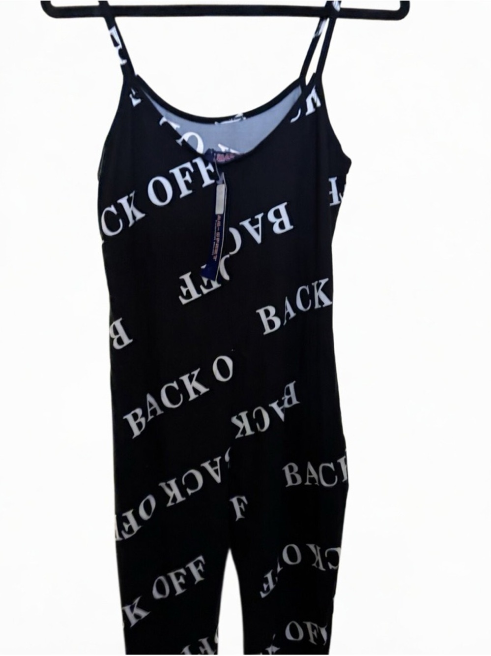 Black 'BACK OFF' Graphic Jumpsuit - Women's Sleeveless Romper